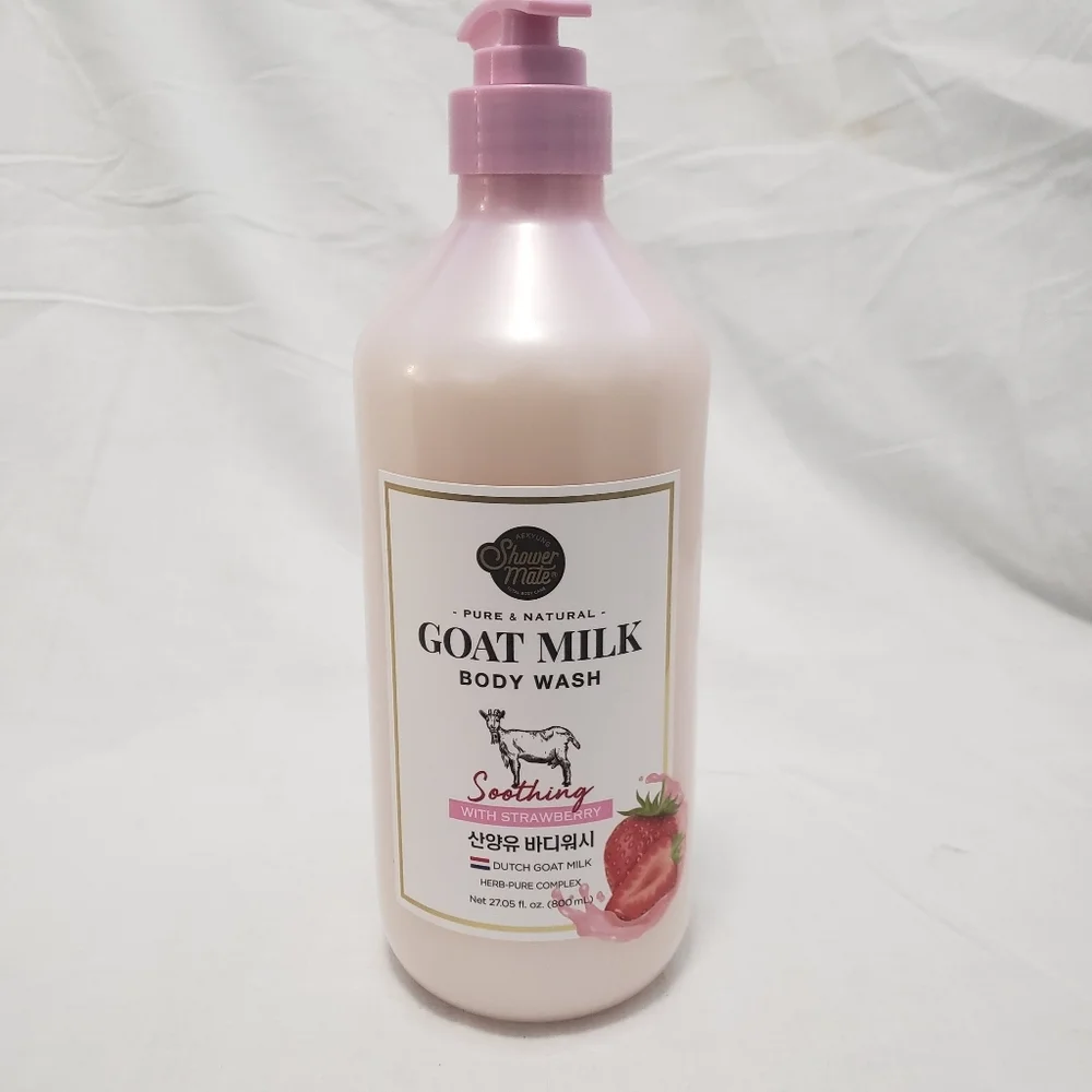 Shower Mate Korean Dutch Goat Milk with STRAWBERRY Body Wash NOURISHING 27.05 oz